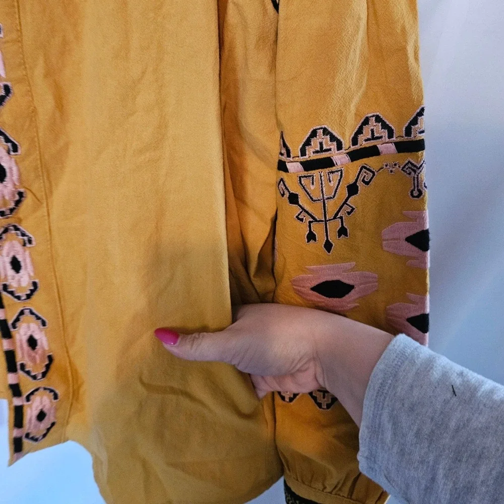 Anthropologie RD + Koko Boho Embroidered Tie Front Jacket sz‎ 1x